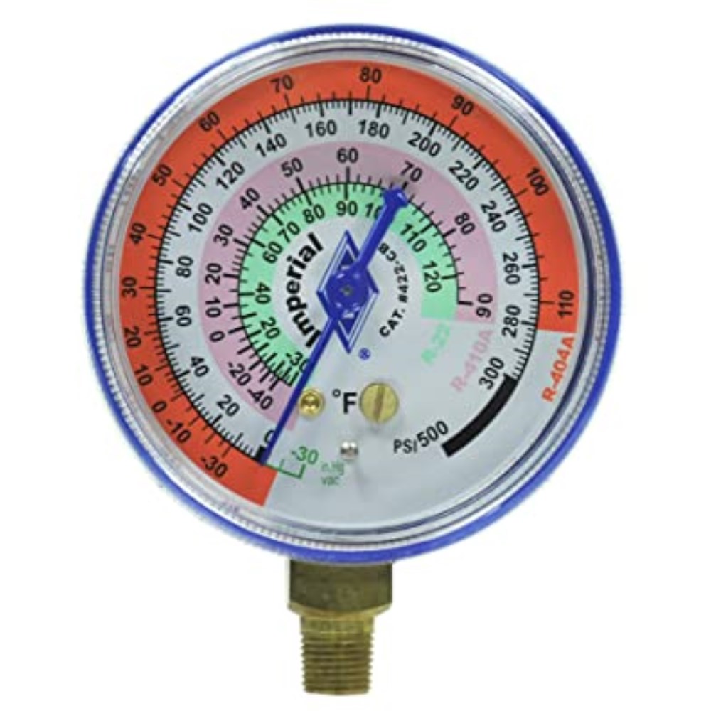 Imperial 21/2" 0500 PSI Blue Low Side Pressure Gauge 422CB